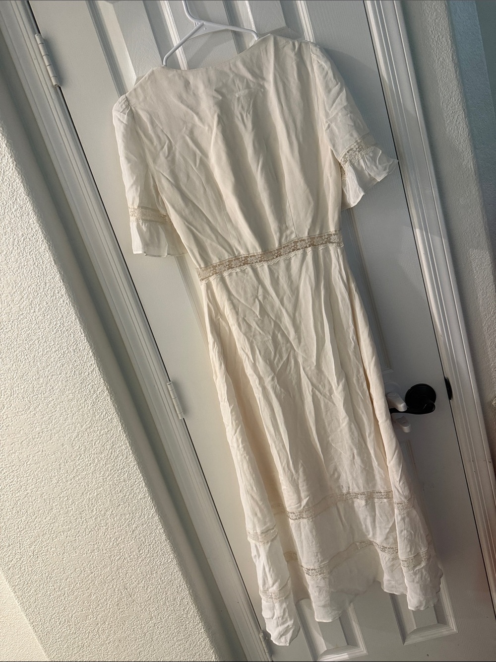 Reformation Woodson Cream Lace-Trim Button-Front Midi Dress - Picture 8 of 8